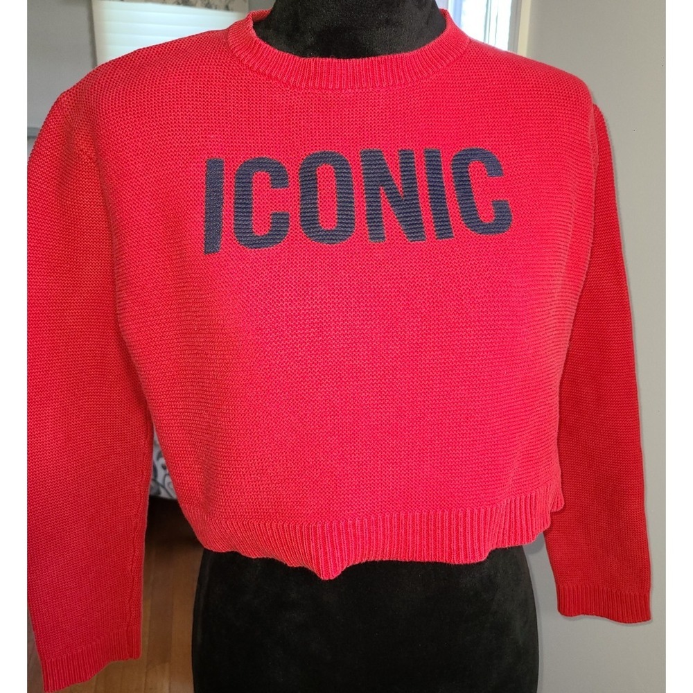 Padini Red Women's Cropped Tight knit‎ Long Sleeve ICONIC Pullover Sweater Boss